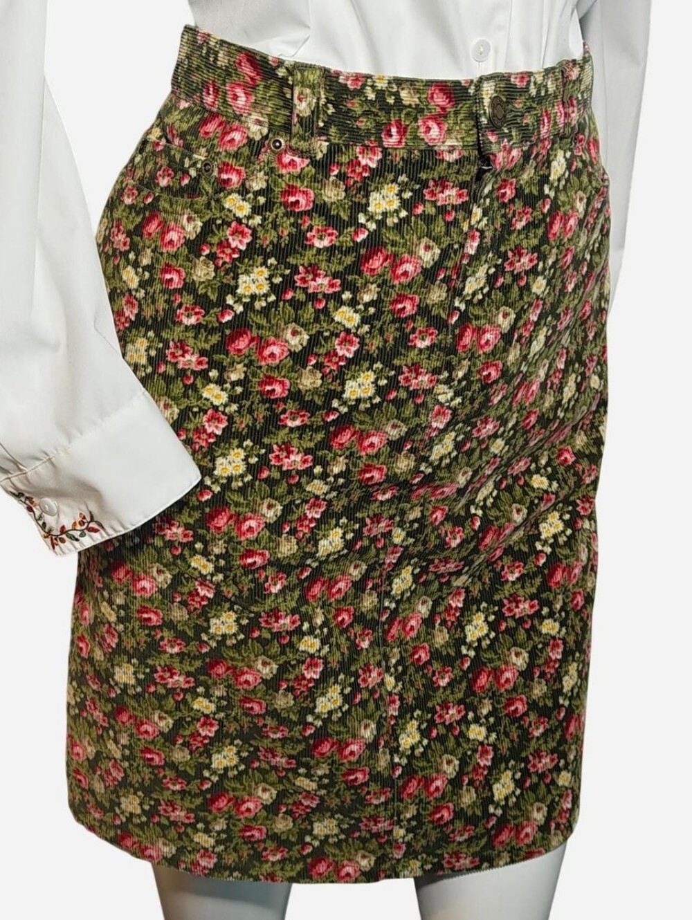 Jones New York Sport Petite Floral Corduroy Pencil Skirt
